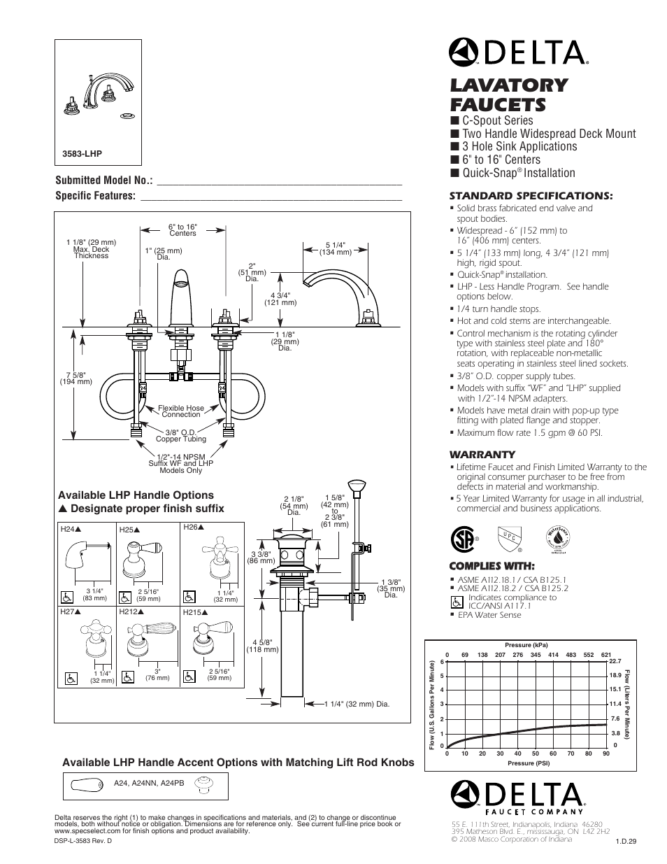 Delta 3583-LHP User Manual | 1 page