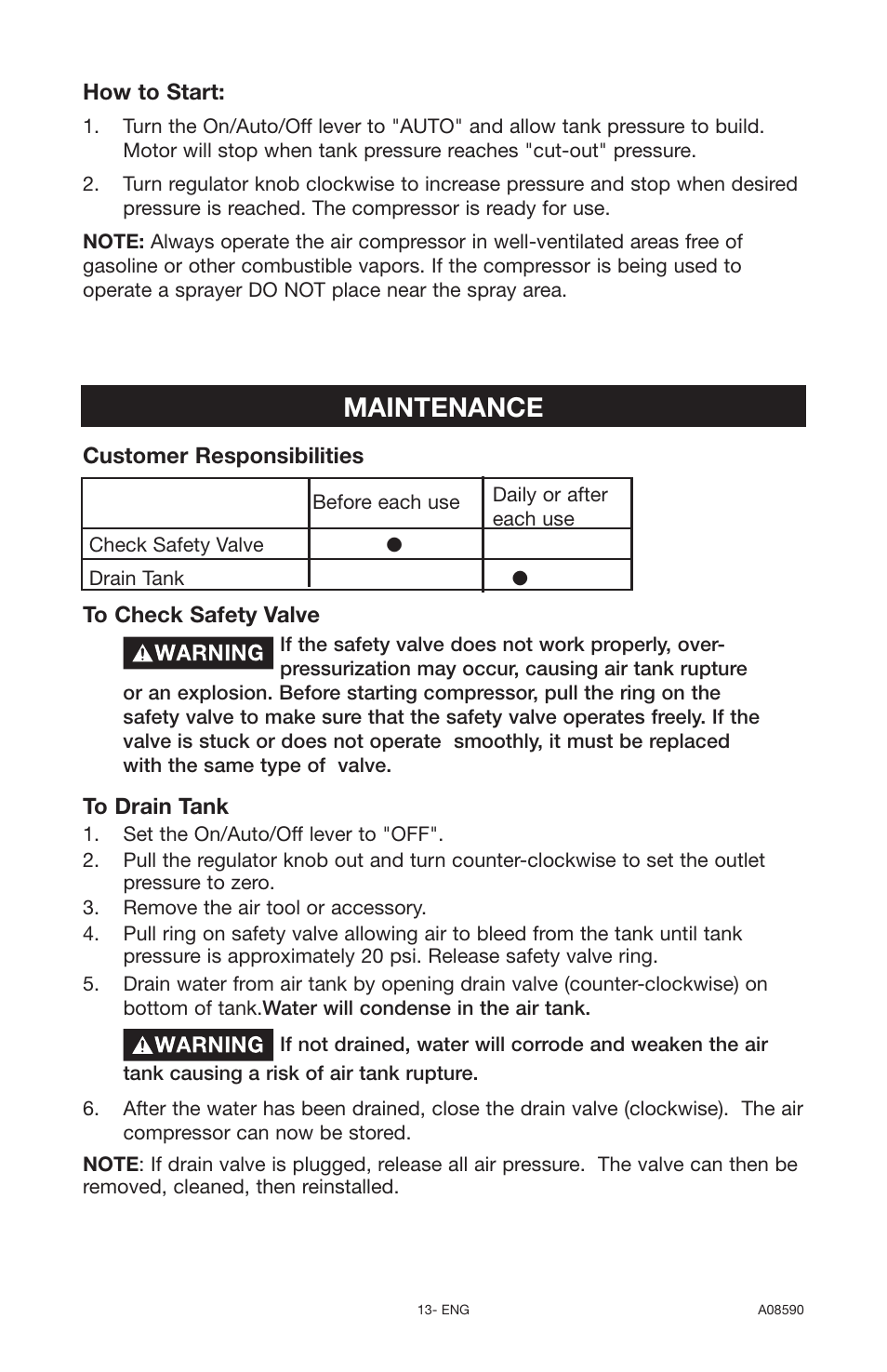 Maintenance | Delta A08590 User Manual | Page 13 / 60
