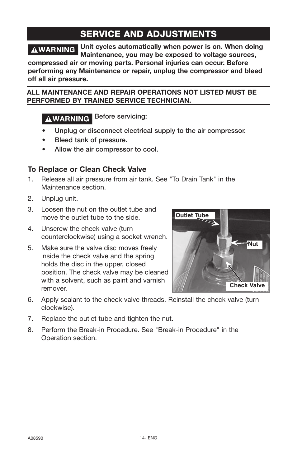 Service and adjustments | Delta A08590 User Manual | Page 14 / 60