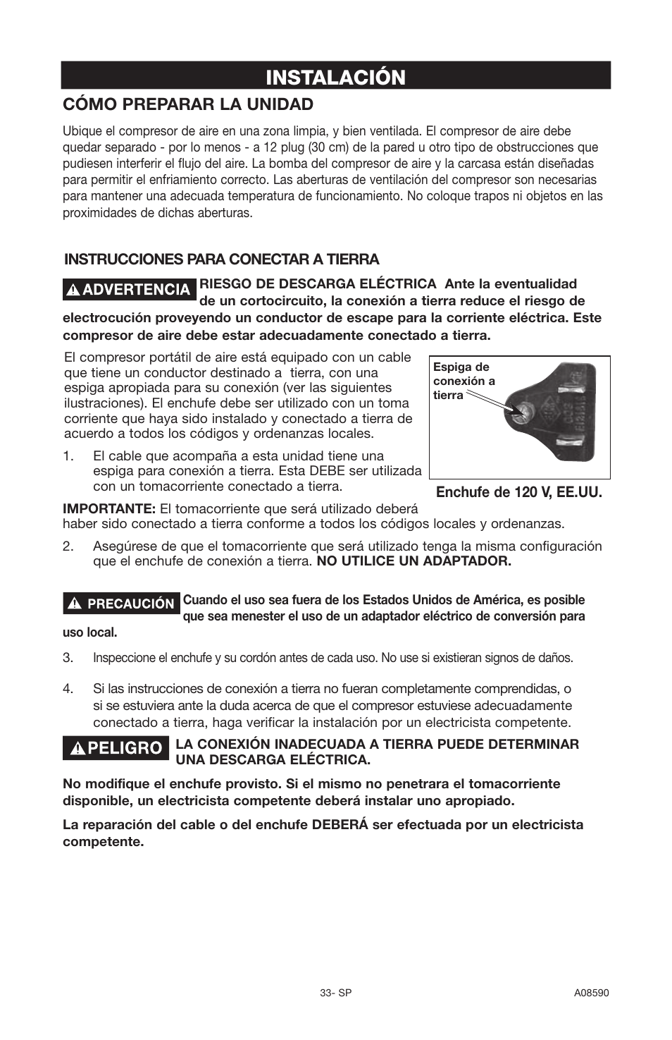 Instalación, Cómo preparar la unidad | Delta A08590 User Manual | Page 29 / 60