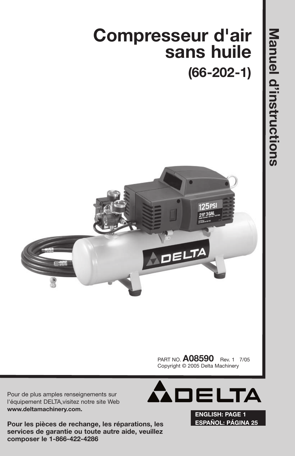 Compresseur d'air sans huile, Manuel d’instructions | Delta A08590 User Manual | Page 41 / 60
