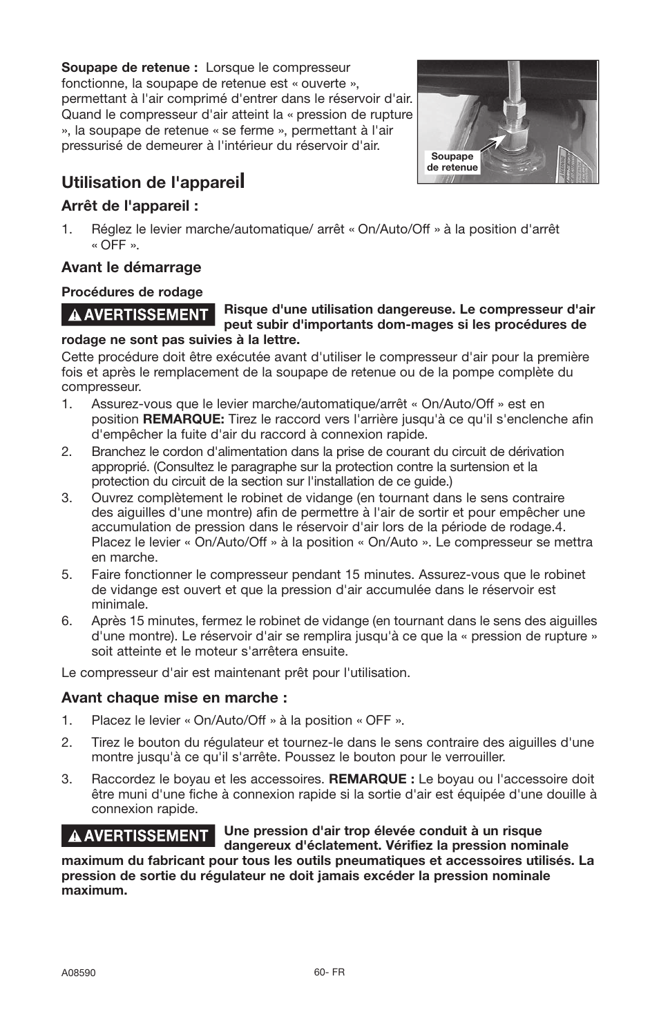 Utilisation de l'apparei | Delta A08590 User Manual | Page 52 / 60