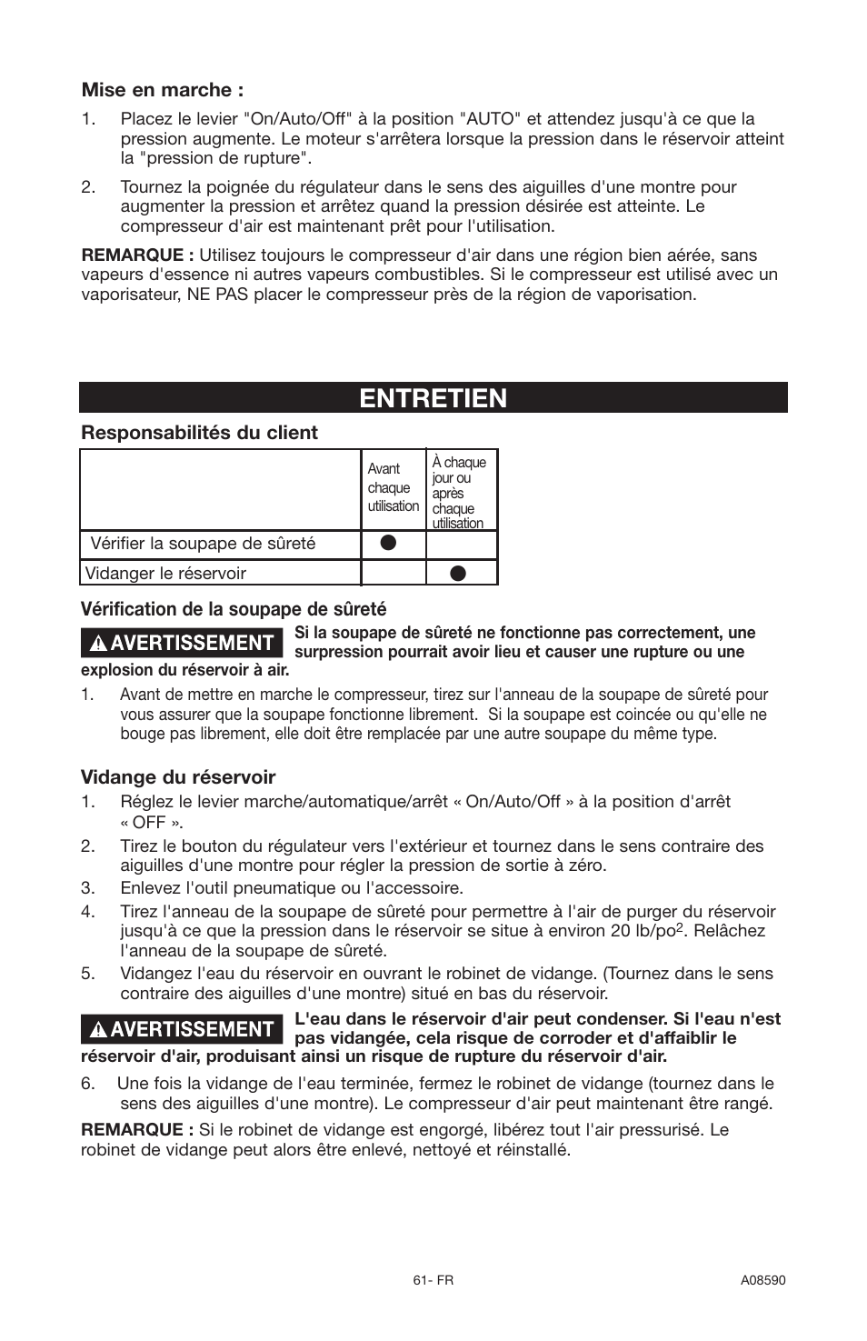 Entretien | Delta A08590 User Manual | Page 53 / 60