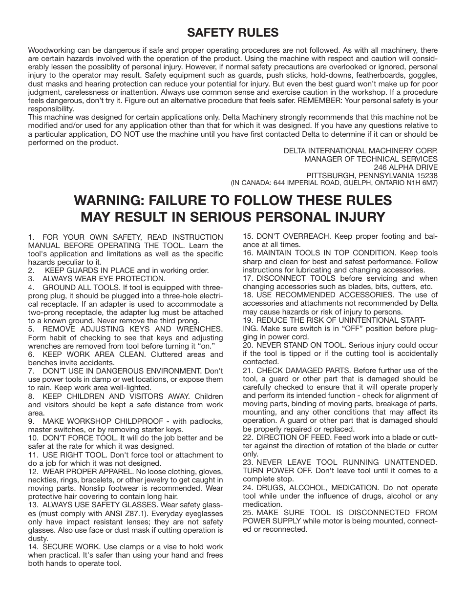 Safety rules | Delta 23-880 User Manual | Page 2 / 8