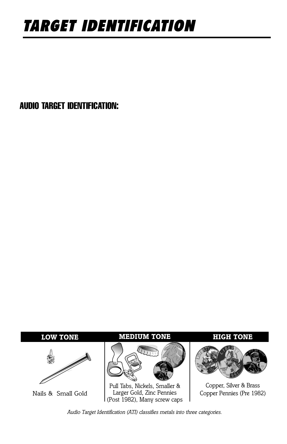 Target identification, Audio target identification | Delta 4000 Metal Detector User Manual | Page 16 / 20