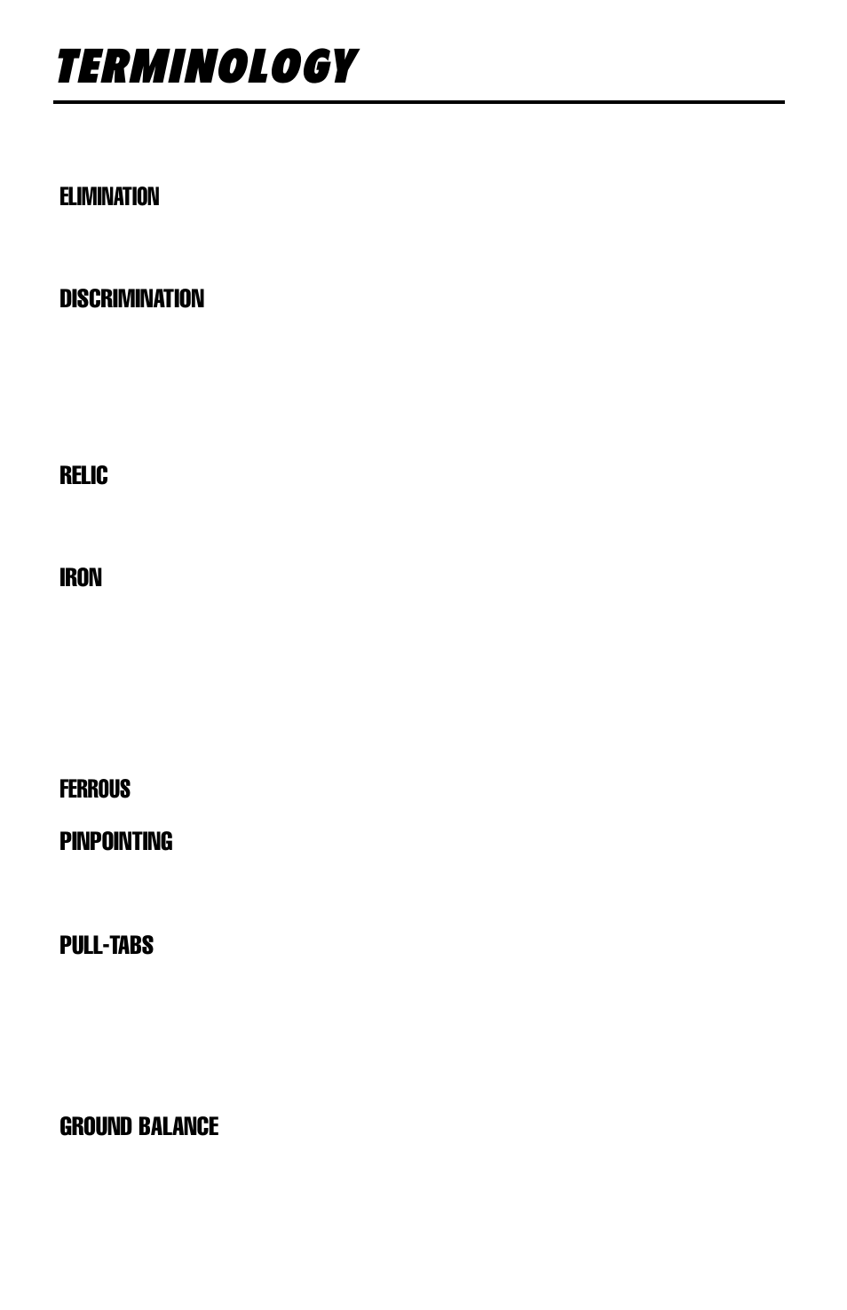 Terminology | Delta 4000 Metal Detector User Manual | Page 3 / 20