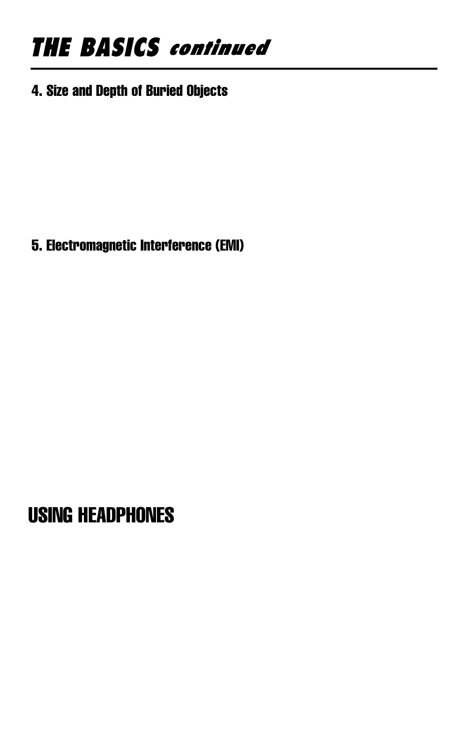 The basics, Continued, Using headphones | Delta 4000 Metal Detector User Manual | Page 9 / 20