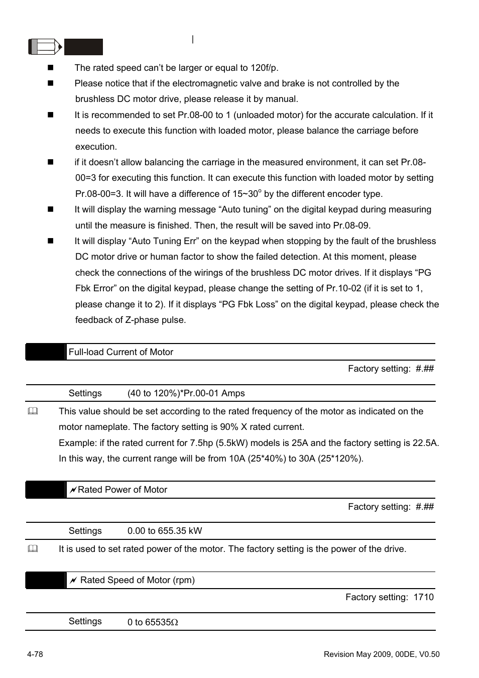 Delta BLD-E1 brushless DC motor drive BLD-E1 Series User Manual | Page 119 / 186