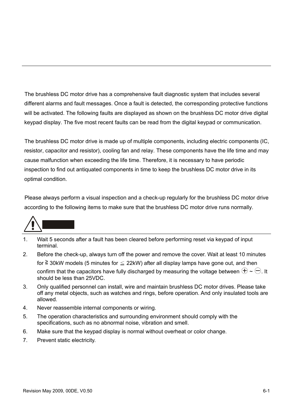 Chapter 6 fault code information and maintenance, 1 fault code information | Delta BLD-E1 brushless DC motor drive BLD-E1 Series User Manual | Page 158 / 186