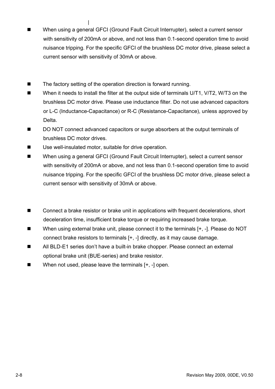 Delta BLD-E1 brushless DC motor drive BLD-E1 Series User Manual | Page 27 / 186