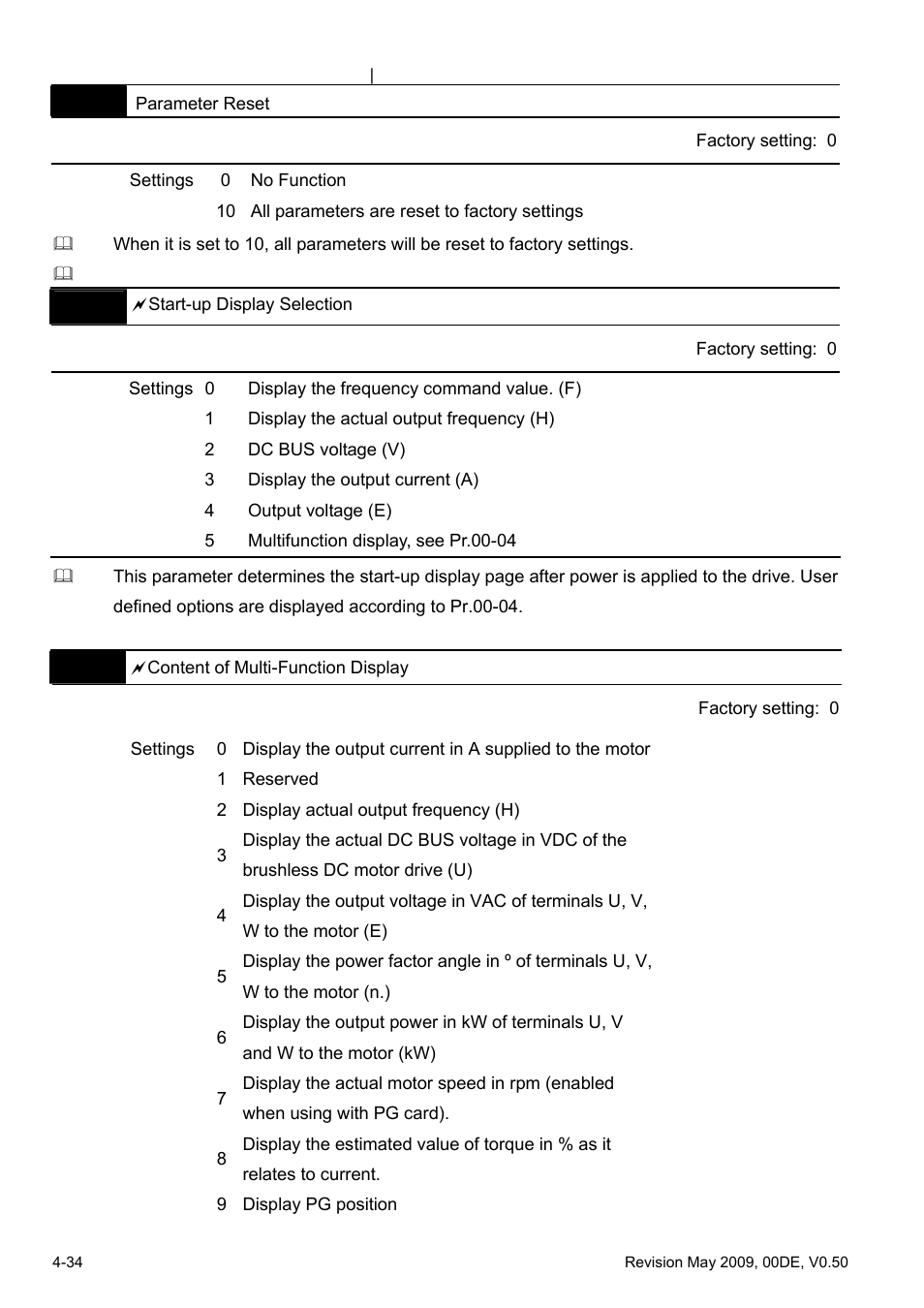 Delta BLD-E1 brushless DC motor drive BLD-E1 Series User Manual | Page 75 / 186