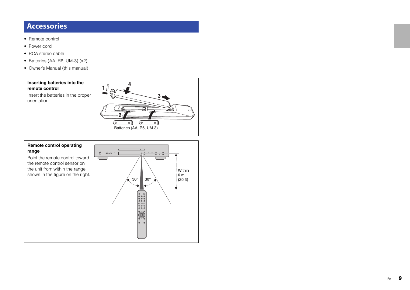 Accessories | Yamaha CD-S303 CD Player (Black) User Manual | Page 9 / 48