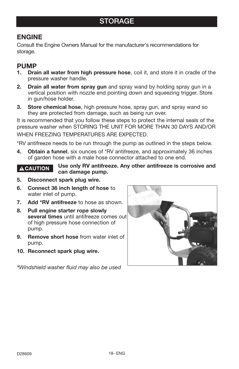 Storage, Engine, Pump | Delta D28609 User Manual | Page 18 / 22