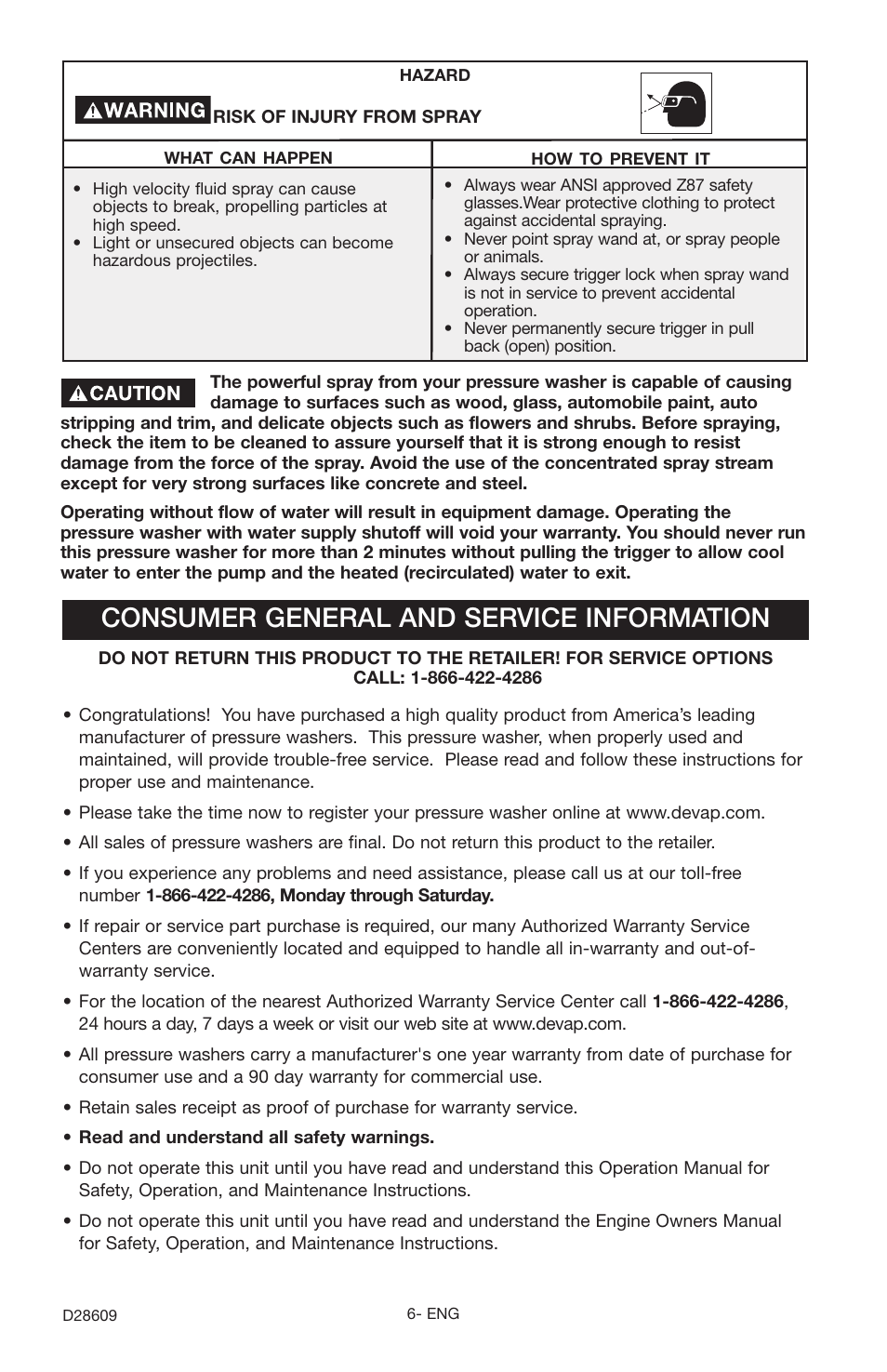 Consumer general and service information | Delta D28609 User Manual | Page 6 / 22