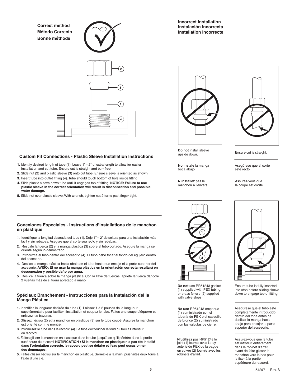 Correct method método correcto bonne méthode | Delta Victorian 542975 User Manual | Page 6 / 12