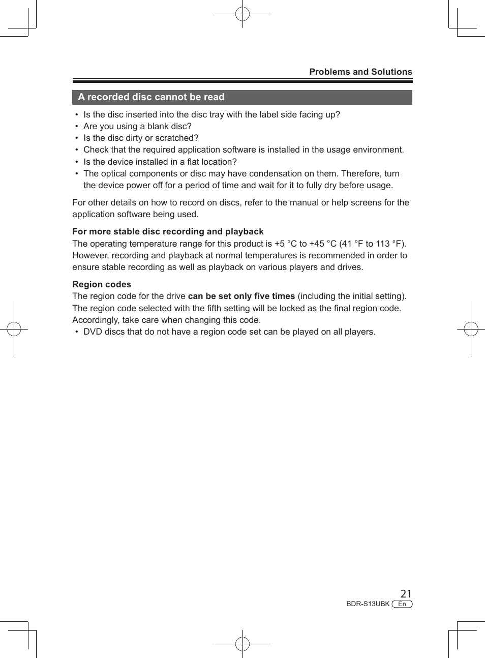 Pioneer BDR-S13UBK Internal Blu-ray Writer with M-DISC Support User Manual | Page 21 / 48