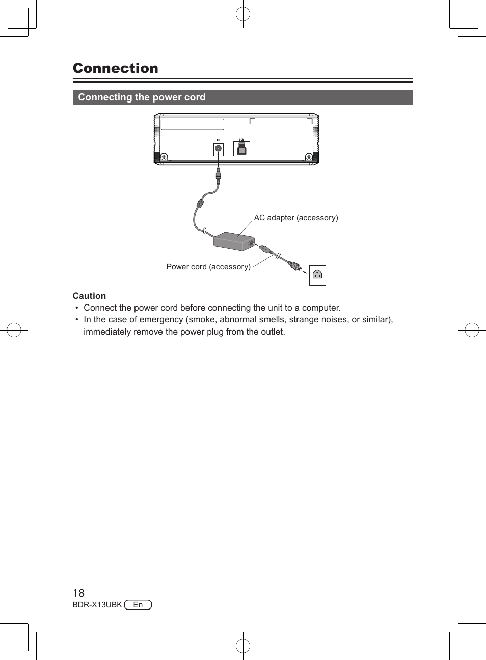 Connection | Pioneer BDR-X13UBK External USB 3.2 Gen 1 Blu-Ray Drive with M-DISC Support User Manual | Page 18 / 64