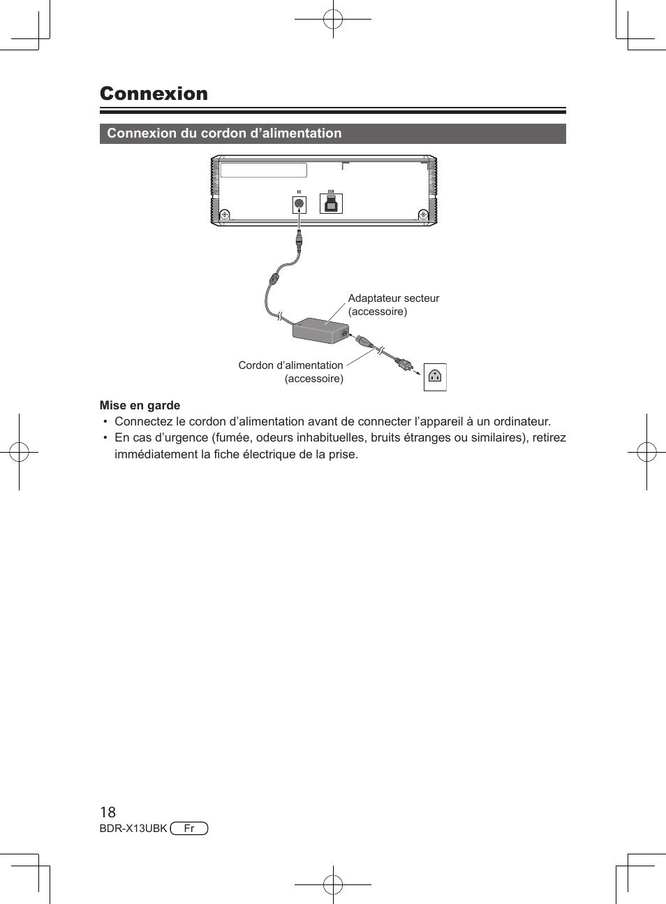 Connexion | Pioneer BDR-X13UBK External USB 3.2 Gen 1 Blu-Ray Drive with M-DISC Support User Manual | Page 48 / 64