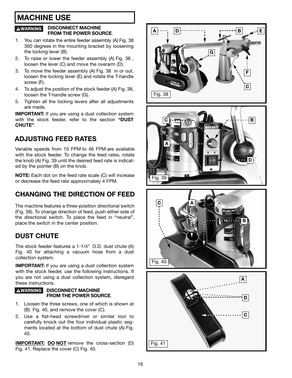 Machine use | Delta 36-865 User Manual | Page 16 / 20