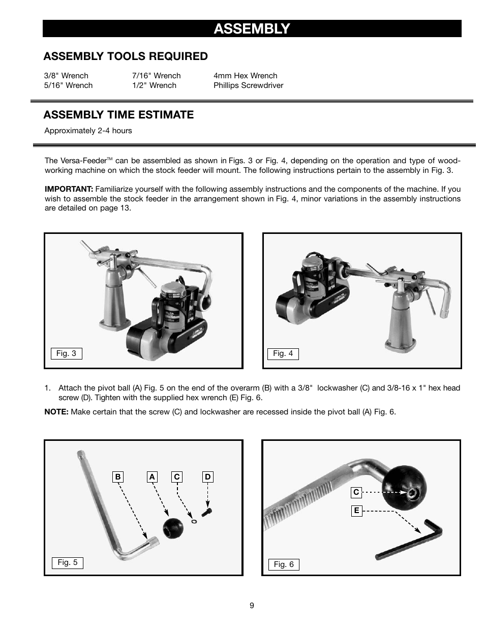 Assembly, Assembly tools required assembly time estimate | Delta 36-865 User Manual | Page 9 / 20