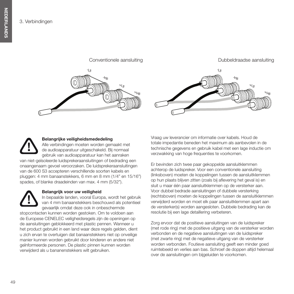 Verbindingen | Bowers & Wilkins HTM6 S3 2-Way Center Channel Speaker (Oak) User Manual | Page 50 / 124