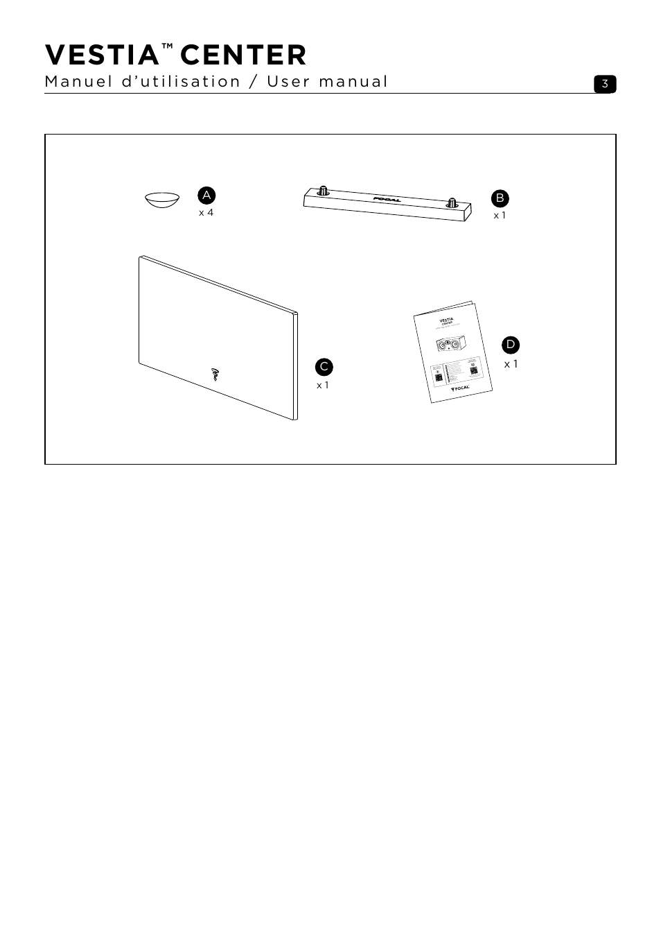 Vestia, Center | Focal Vestia Center 2-Way Center Channel Speaker (Dark Wood) User Manual | Page 3 / 47