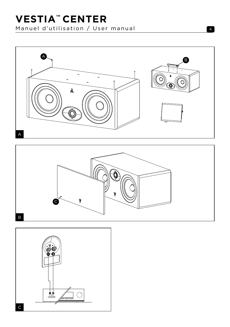 Vestia, Center | Focal Vestia Center 2-Way Center Channel Speaker (Dark Wood) User Manual | Page 4 / 47