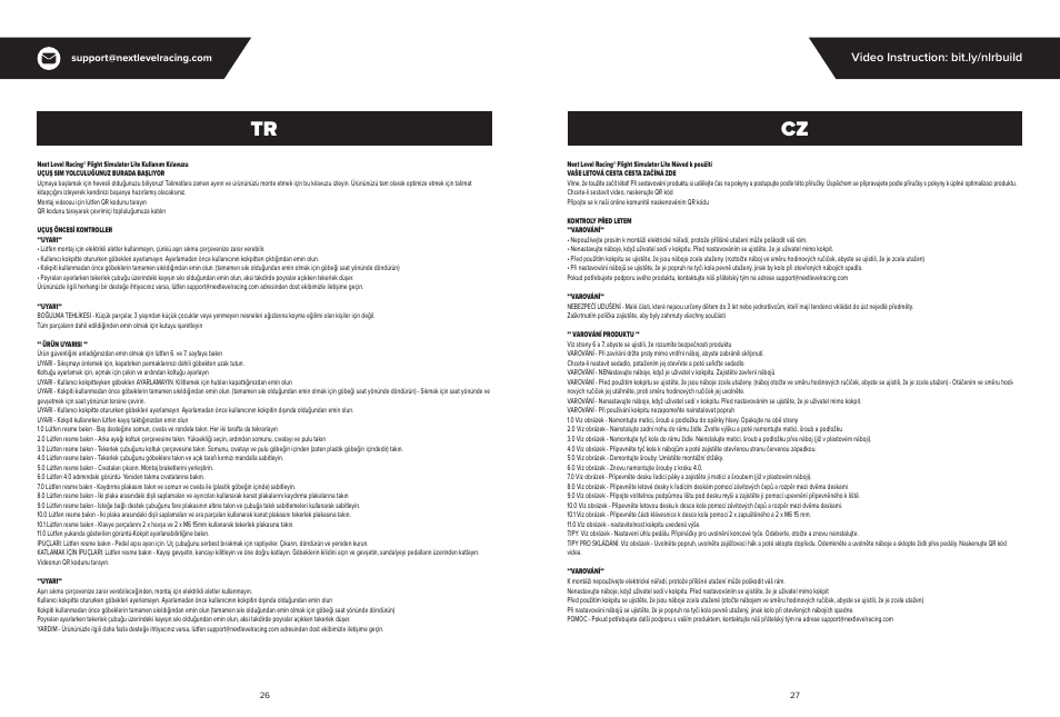 Tr cz, Video instruction: bit.ly/nlrbuild | Next Level Racing Flight Simulator Lite Cockpit User Manual | Page 14 / 17