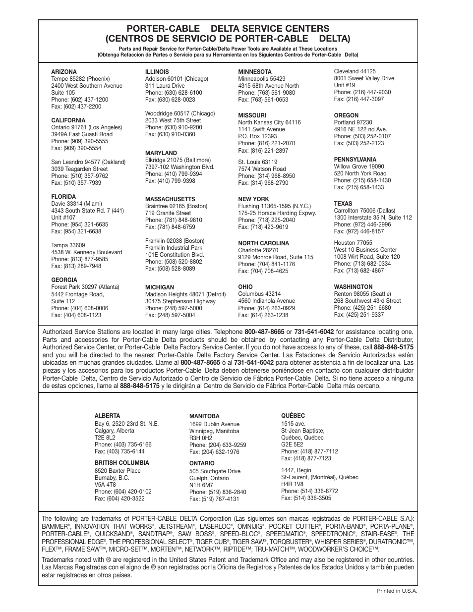 Porter-cable, Delta) | Delta 37-070 User Manual | Page 21 / 21