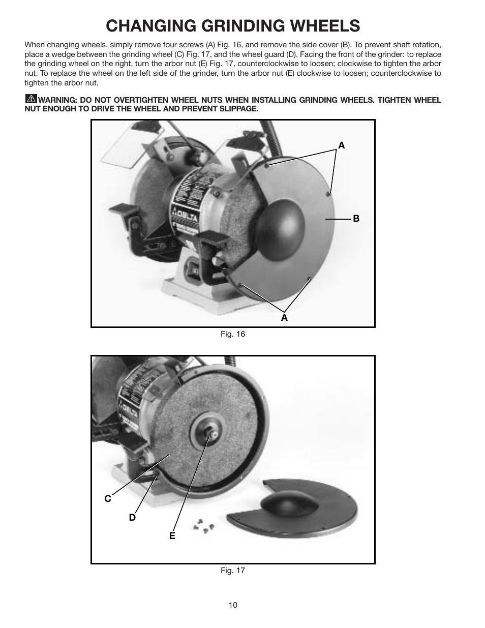 Changing grinding wheels | Delta 23-840 User Manual | Page 10 / 12