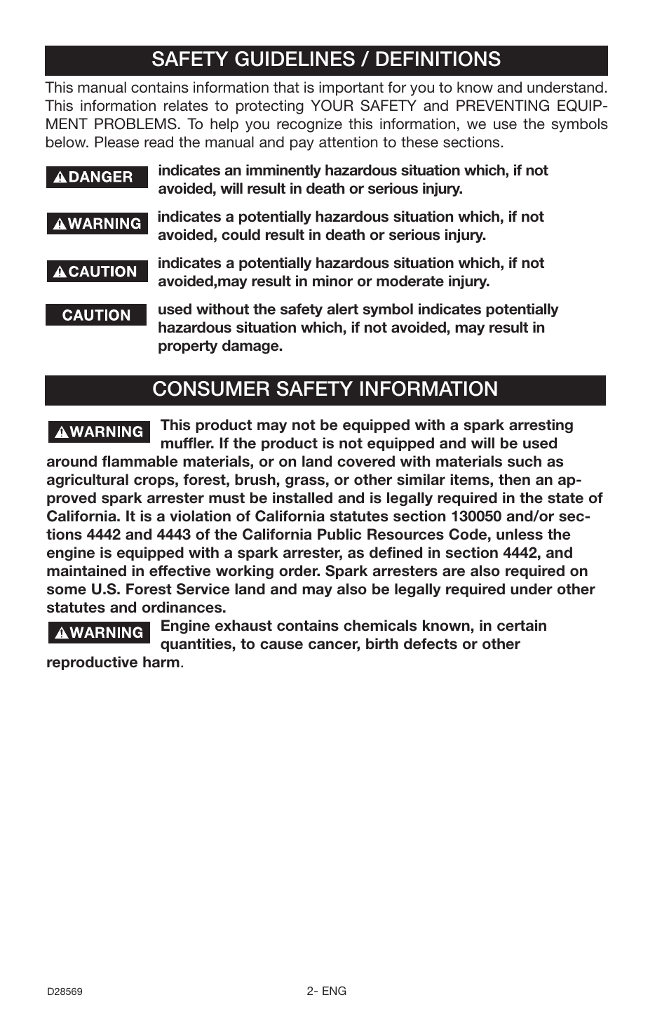 Safety guidelines / definitions, Consumer safety information | Delta D28569 User Manual | Page 2 / 60