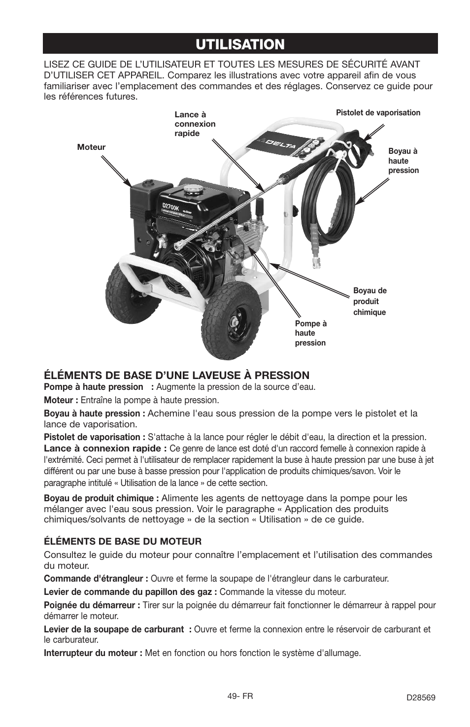 Utilisation | Delta D28569 User Manual | Page 49 / 60