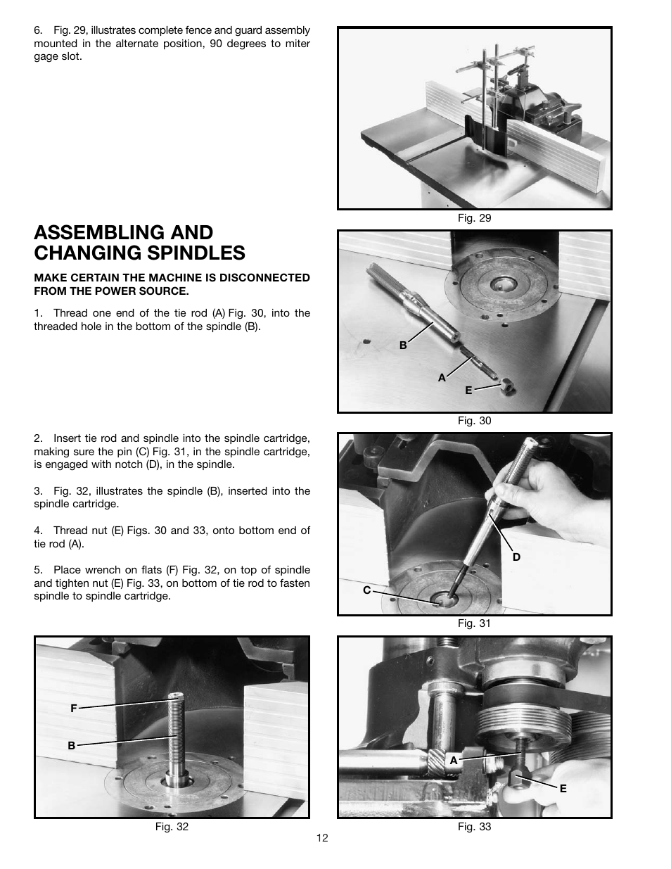 Assembling and changing spindles | Delta 43-424 User Manual | Page 12 / 27