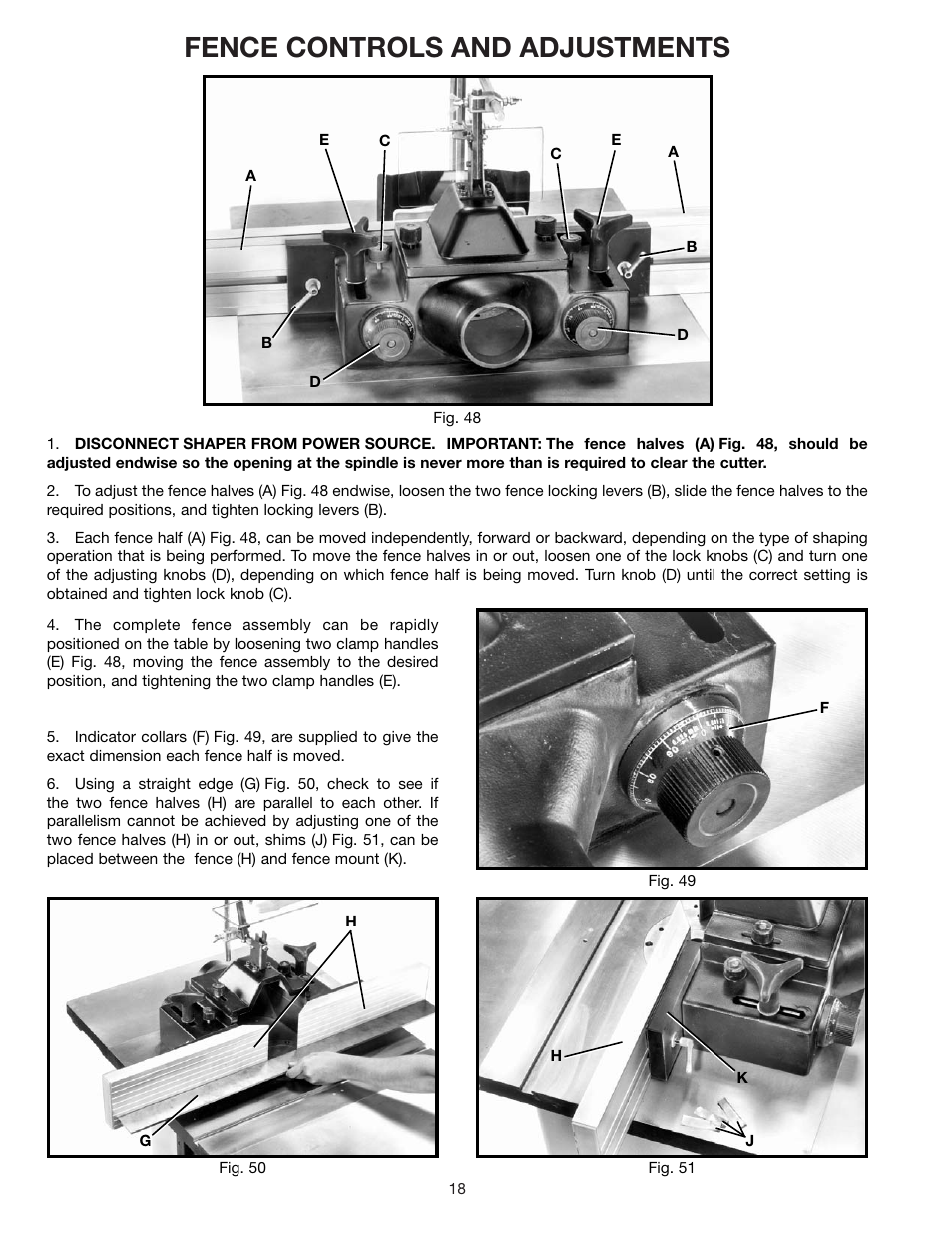 Fence controls and adjustments | Delta 43-424 User Manual | Page 18 / 27