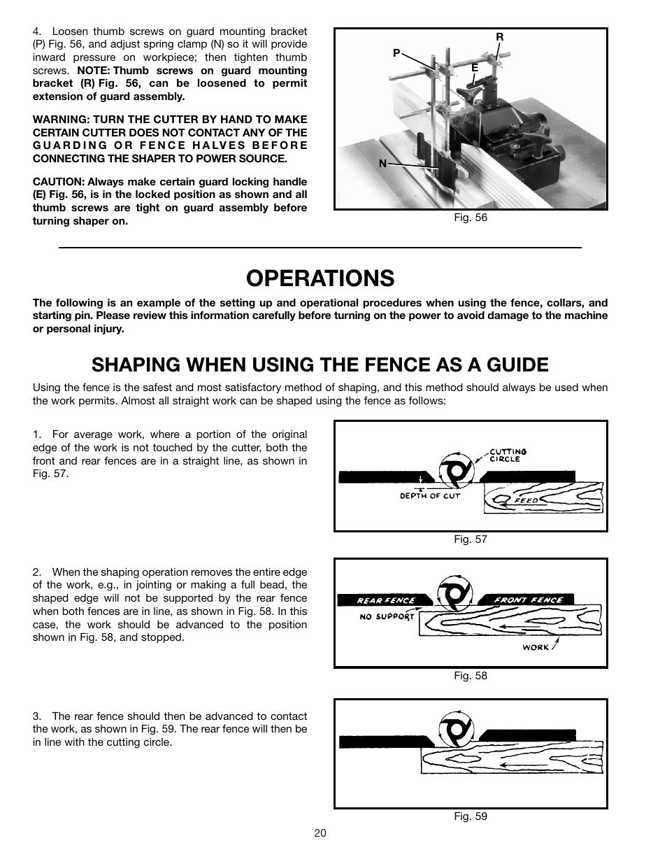 Operations, Shaping when using the fence as a guide | Delta 43-424 User Manual | Page 20 / 27