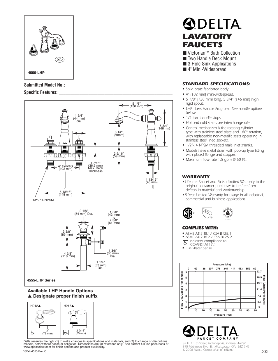 Delta 4555-LHP Series User Manual | 1 page