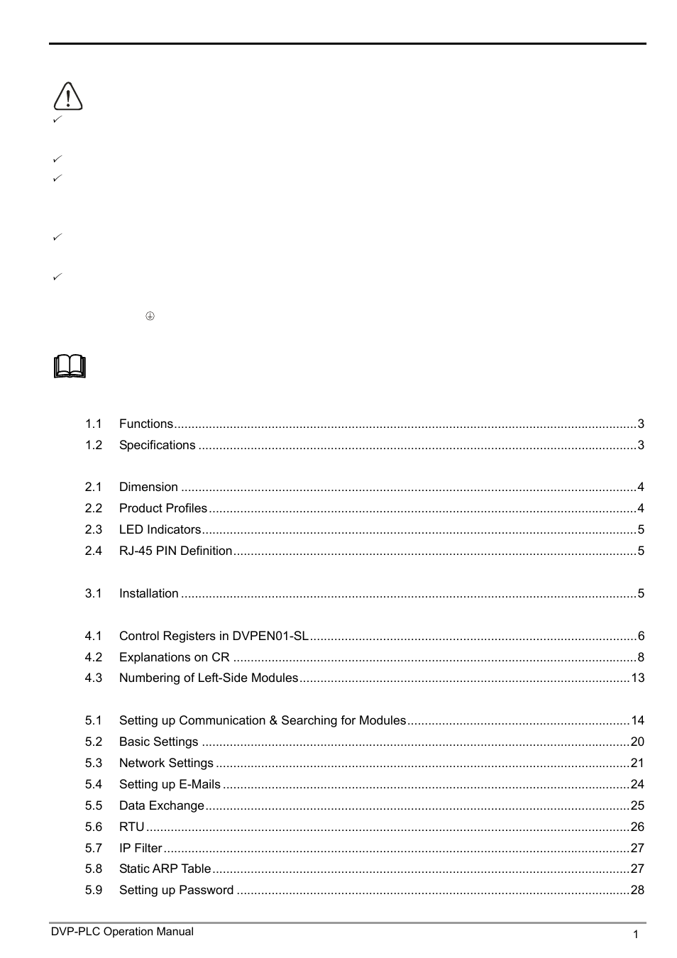 Delta DVPEN01-SL User Manual | Page 3 / 58