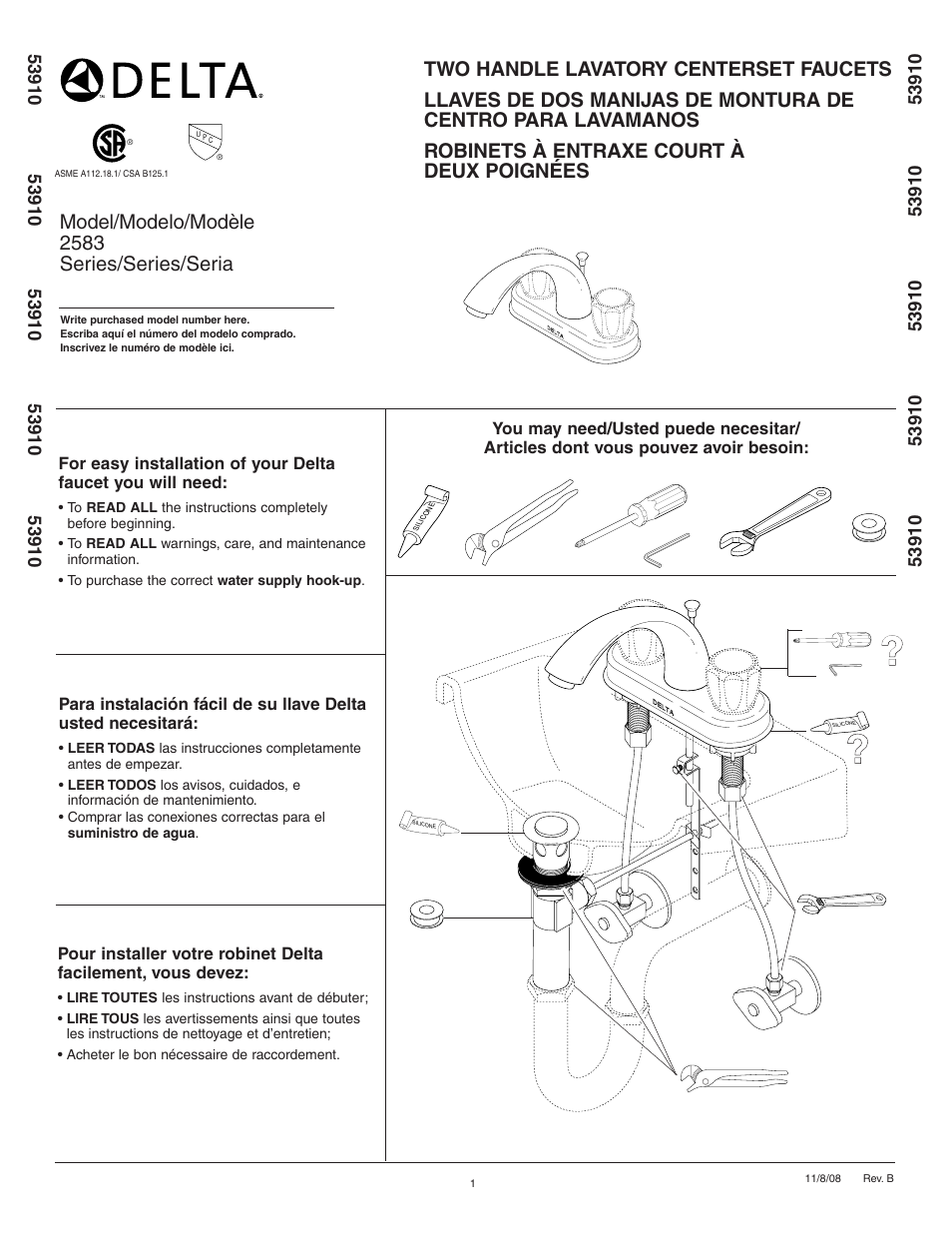 Delta 2583 Series User Manual | 6 pages