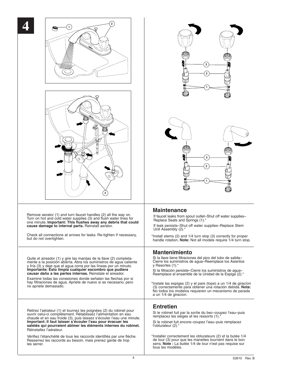 Maintenance, Entretien, Mantenimiento | Delta 2583 Series User Manual | Page 4 / 6