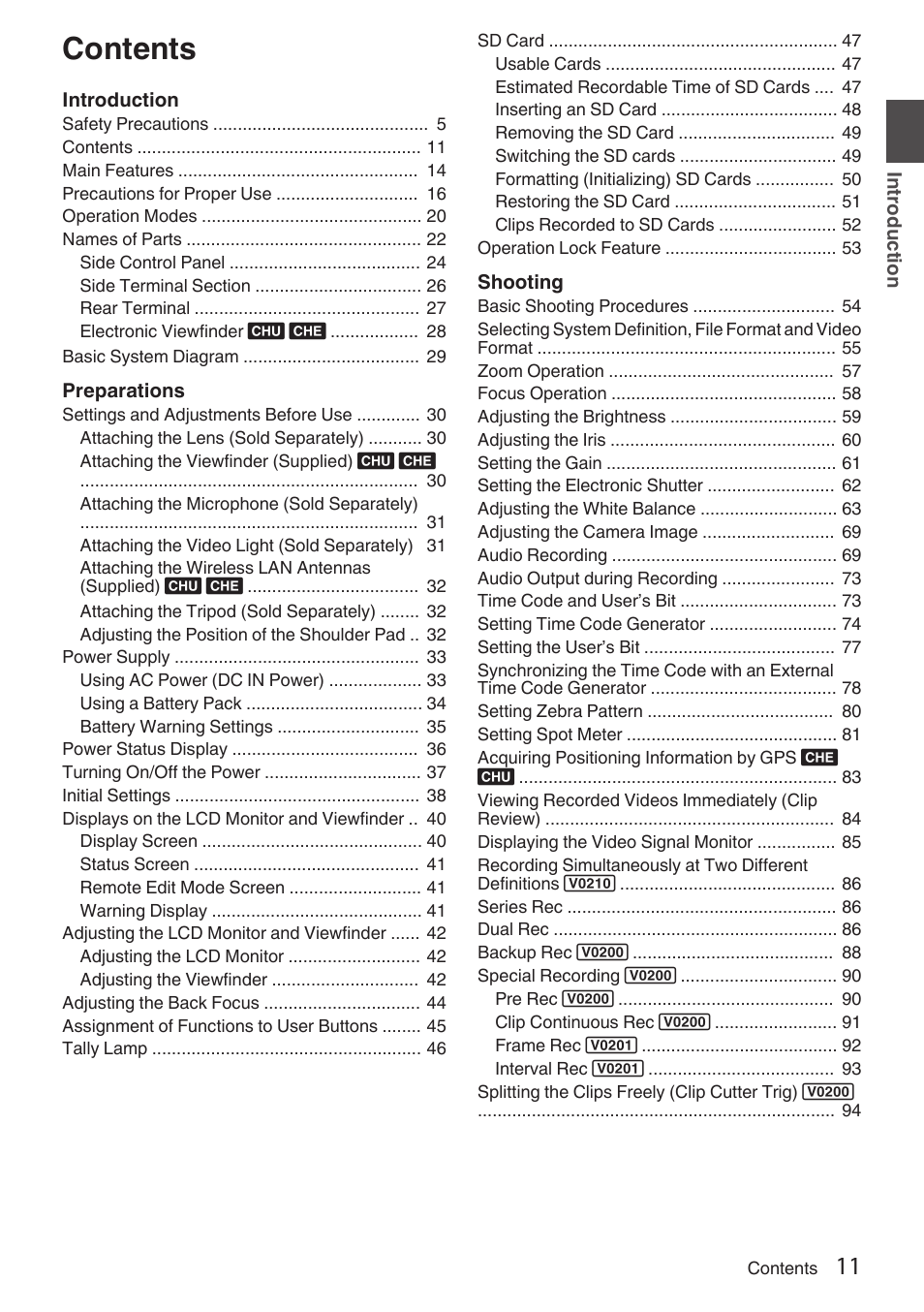 JVC GY-HC900STU 2/3" HD Connected Cam Studio Camcorder (Body Only) User Manual | Page 11 / 236