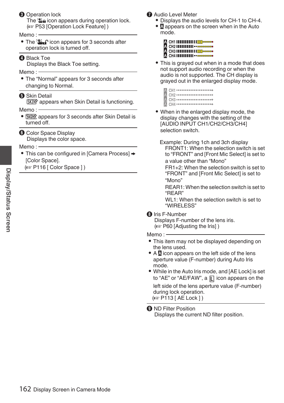 P162 [audio level meter] ) | JVC GY-HC900STU 2/3" HD Connected Cam Studio Camcorder (Body Only) User Manual | Page 162 / 236