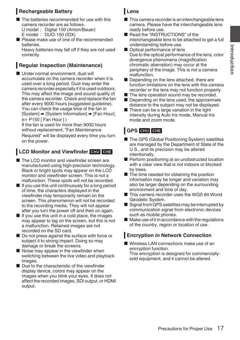 JVC GY-HC900STU 2/3" HD Connected Cam Studio Camcorder (Body Only) User Manual | Page 17 / 236