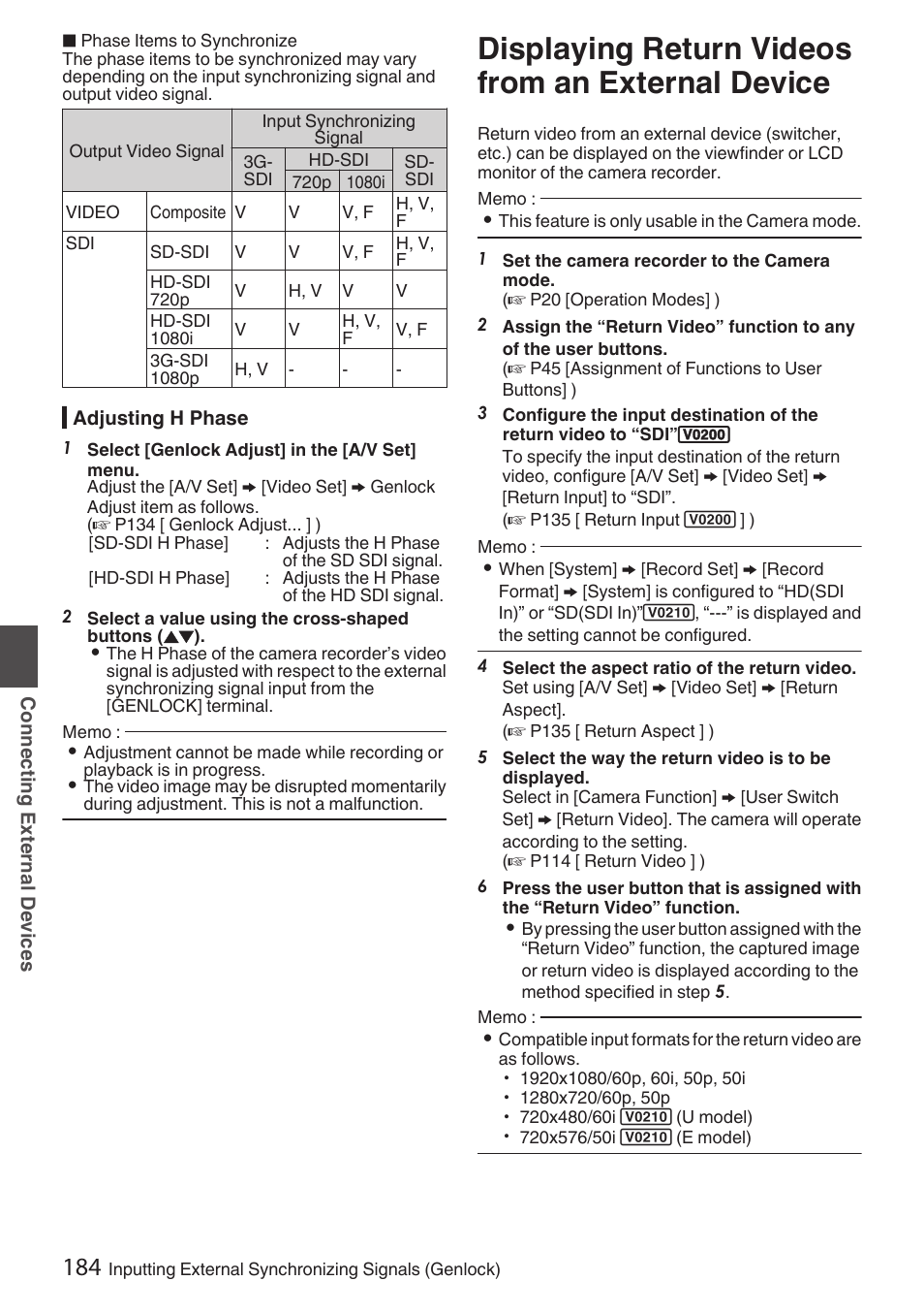 Displaying return videos from an external device, Displaying return videos from an external, Device | JVC GY-HC900STU 2/3" HD Connected Cam Studio Camcorder (Body Only) User Manual | Page 184 / 236