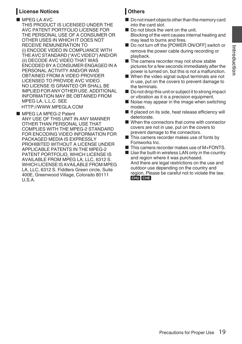 JVC GY-HC900STU 2/3" HD Connected Cam Studio Camcorder (Body Only) User Manual | Page 19 / 236