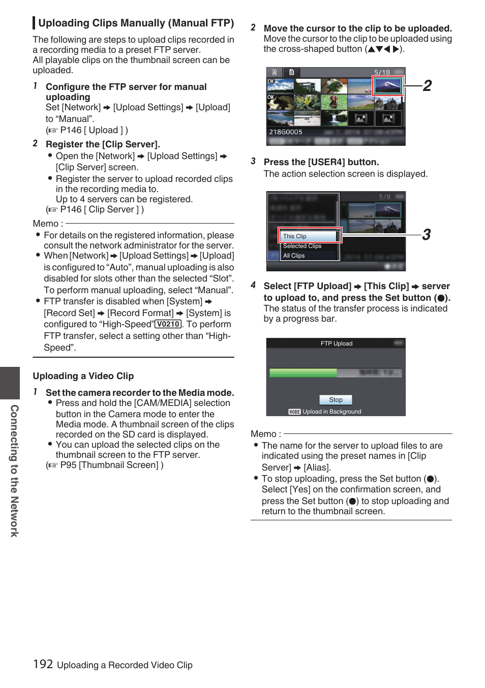 Uploading clips manually (manual ftp) | JVC GY-HC900STU 2/3" HD Connected Cam Studio Camcorder (Body Only) User Manual | Page 192 / 236