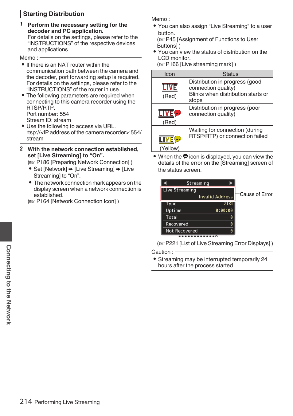Starting distribution, P214 [starting distribution] ) | JVC GY-HC900STU 2/3" HD Connected Cam Studio Camcorder (Body Only) User Manual | Page 214 / 236