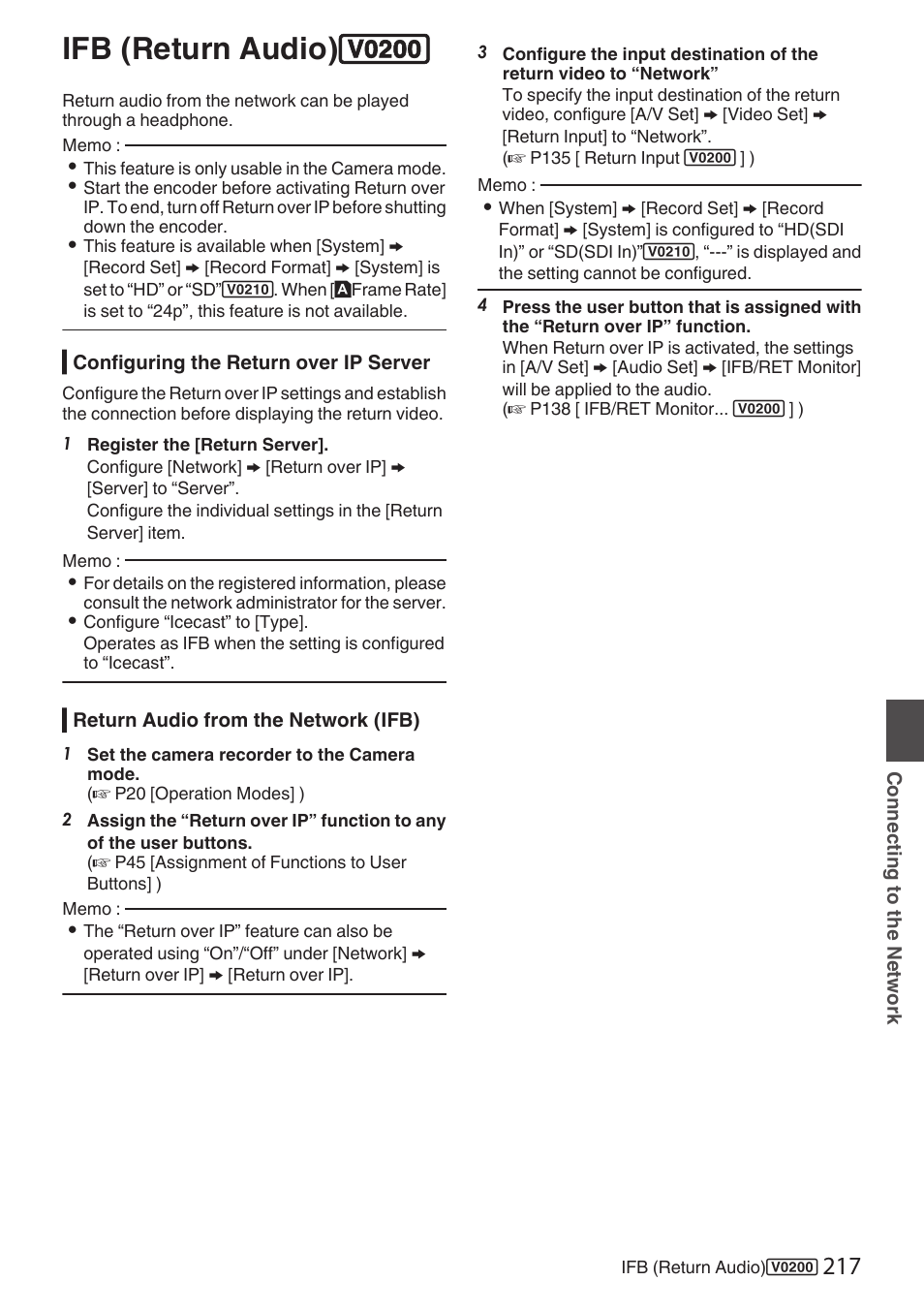 Ifb (return audio), Ifb (return audio) 0 | JVC GY-HC900STU 2/3" HD Connected Cam Studio Camcorder (Body Only) User Manual | Page 217 / 236