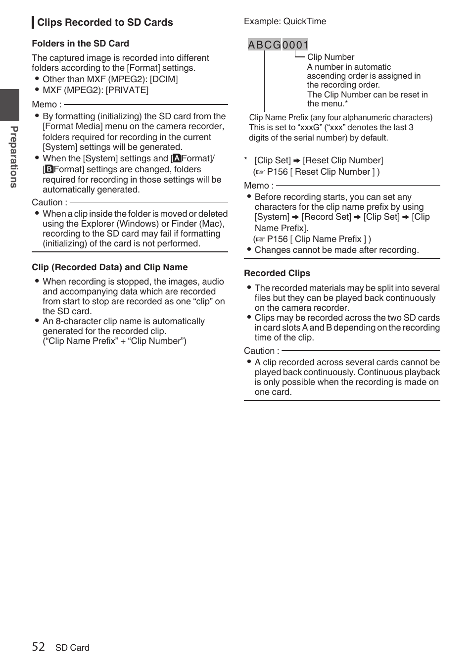 Clips recorded to sd cards | JVC GY-HC900STU 2/3" HD Connected Cam Studio Camcorder (Body Only) User Manual | Page 52 / 236
