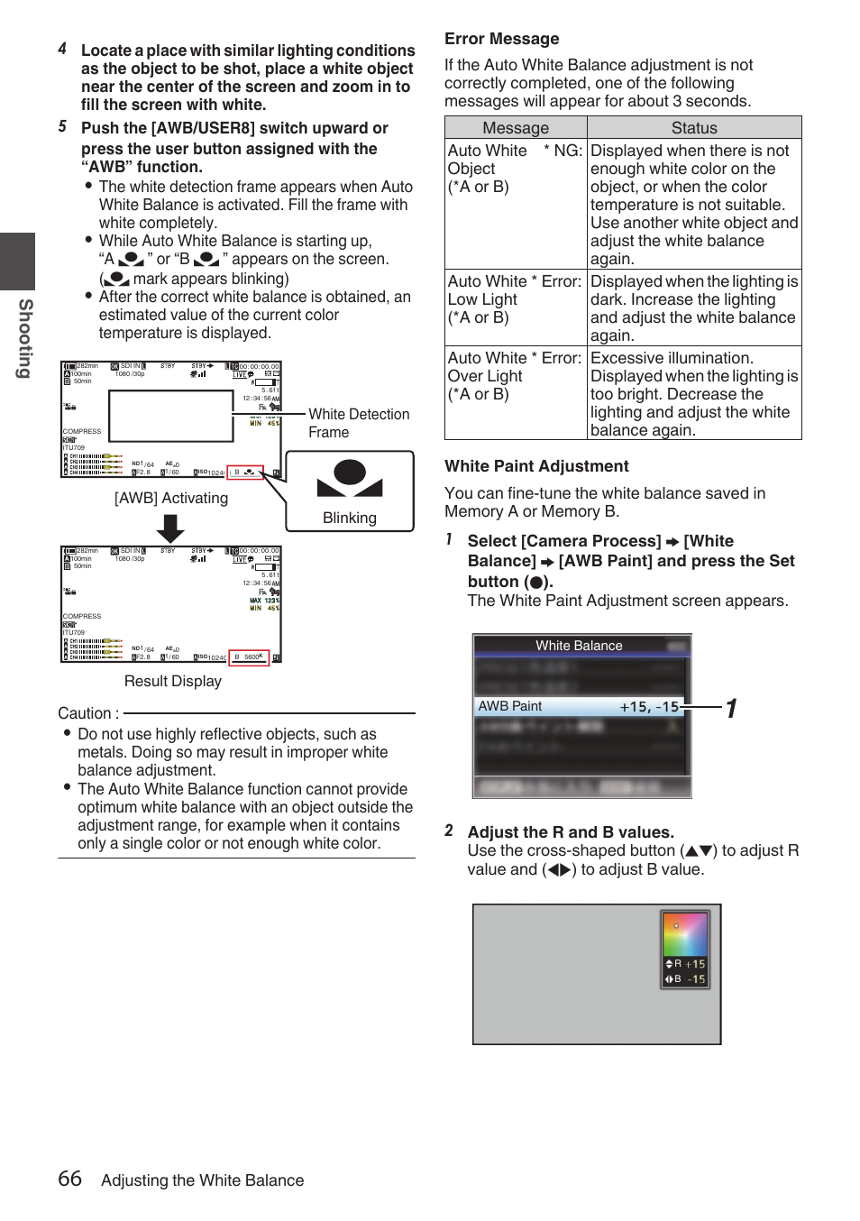 Sh ooting | JVC GY-HC900STU 2/3" HD Connected Cam Studio Camcorder (Body Only) User Manual | Page 66 / 236