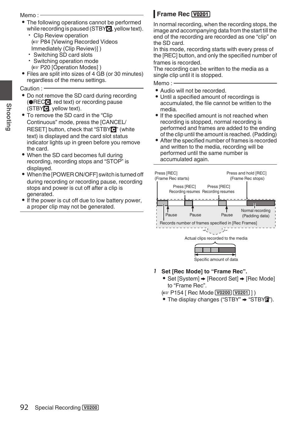 Frame rec | JVC GY-HC900STU 2/3" HD Connected Cam Studio Camcorder (Body Only) User Manual | Page 92 / 236